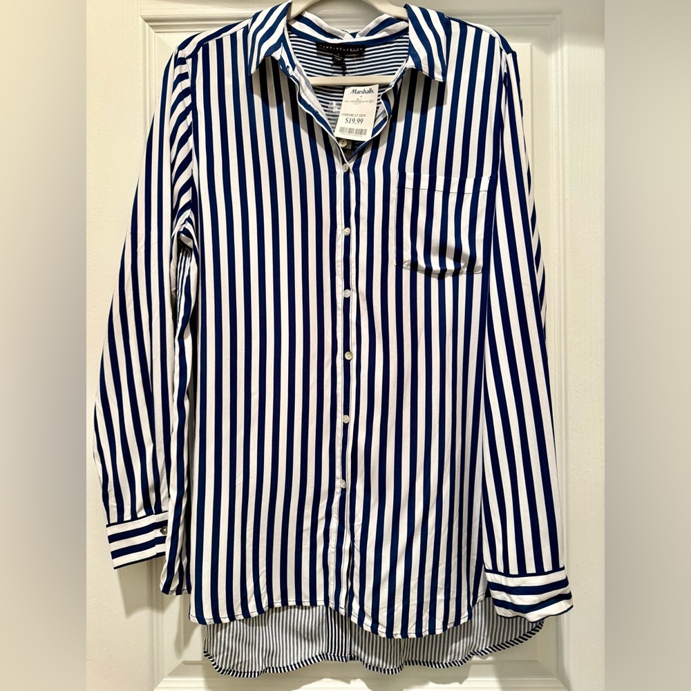 Minimalist Blue and White Striped Shirt